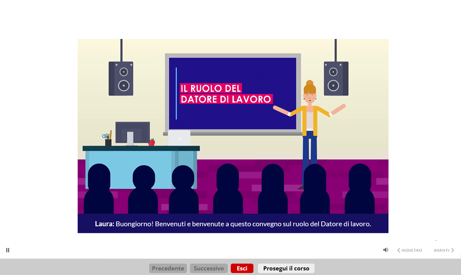 Schermata corso formazione sicurezza sul lavoro per Datori di lavoro