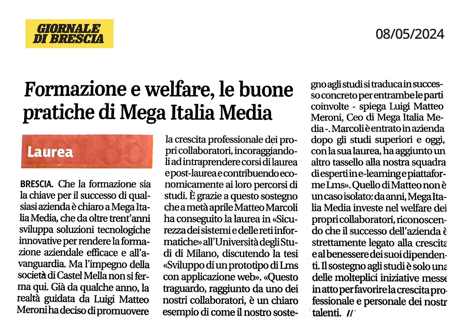 Rassegna Stampa Mega Italia Media