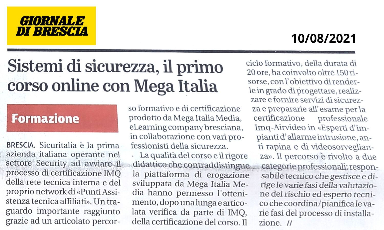 Rassegna Stampa Mega Italia Media