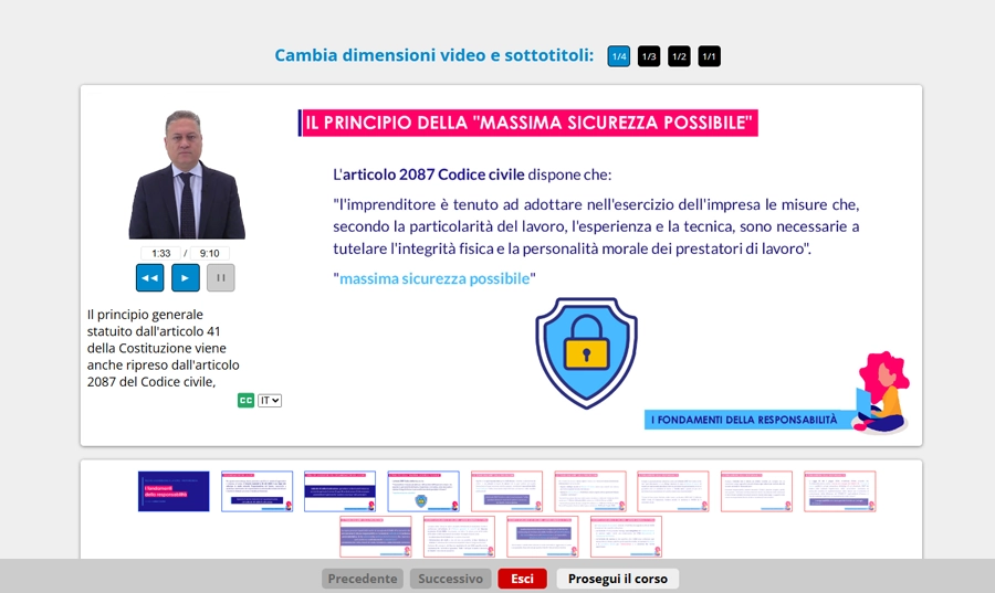 Schermata corso formazione di aggiornamento datori di lavoro