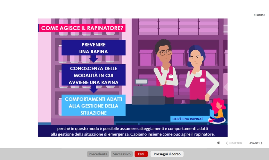 Schermata corso di aggiornamento lavoratori settore commercio