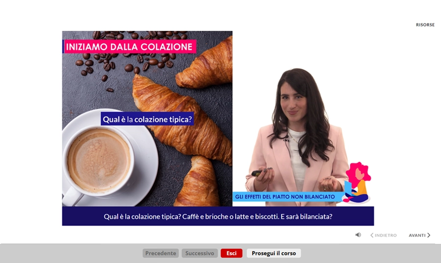 Schermata corso aggiornamento lavoratori diversità inclusione gestione conflitti e alimentazione sana