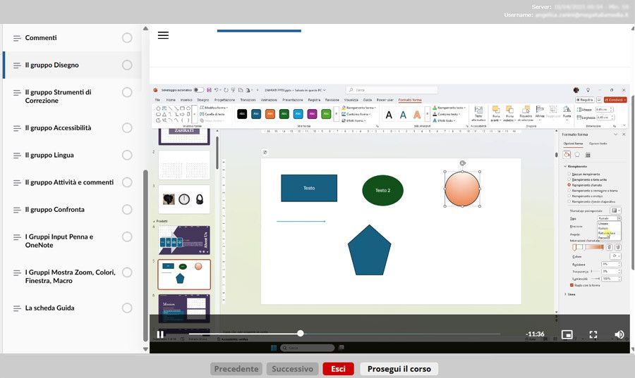 Schermata corso formazione informatica ufficio power point