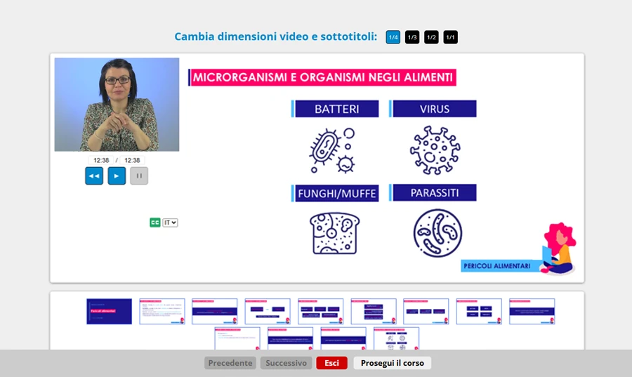 Schermata corso formazione base HACCP e igiene alimentare