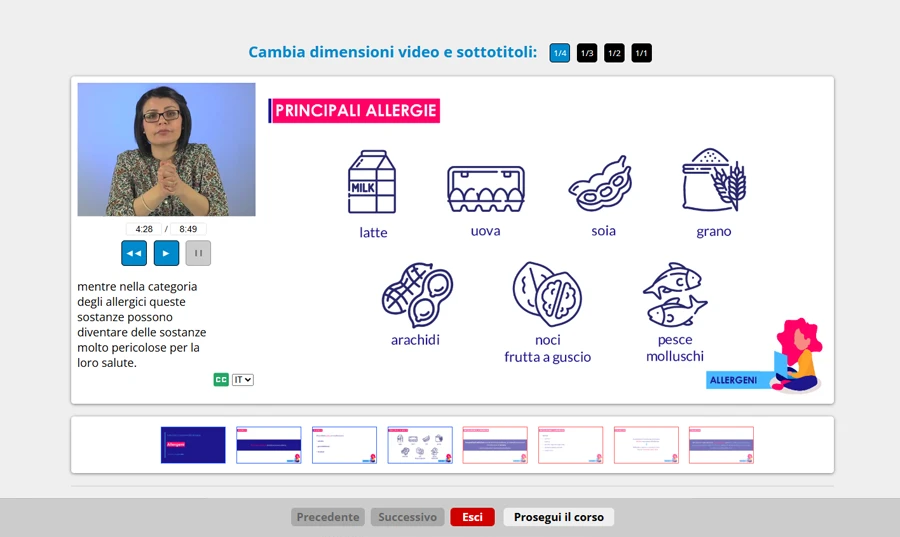 Schermata corso formazione base HACCP e igiene alimentare