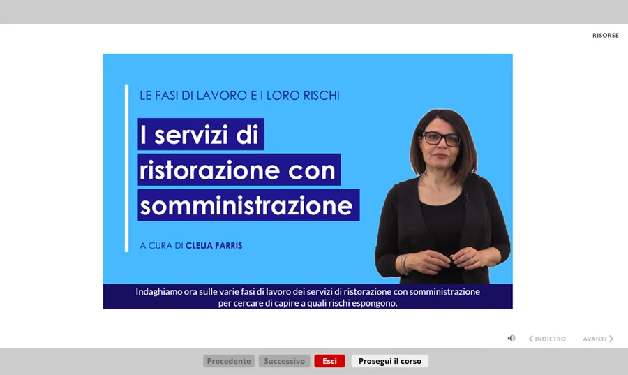 Schermata corso formazione specifica lavoratori ristorazione