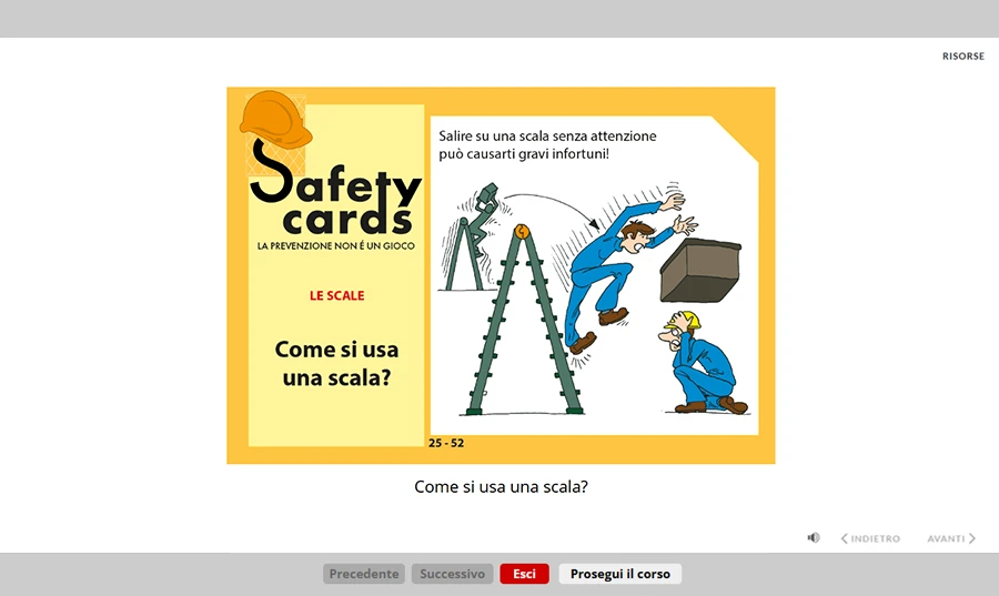 Schermata corso verifica efficacia formazione settore commercio