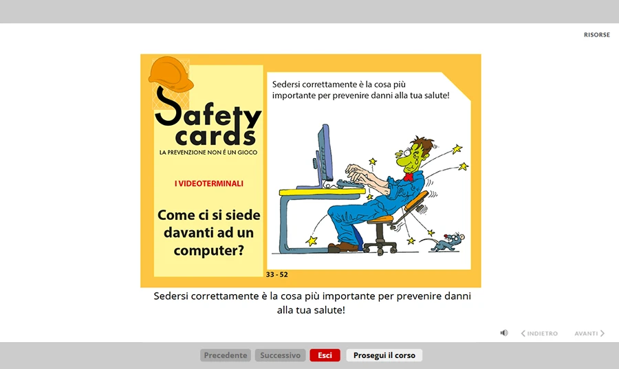 Schermata corso verifica efficacia formazione settore uffici