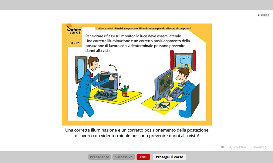 Schermata corso verifica efficacia formazione settore uffici
