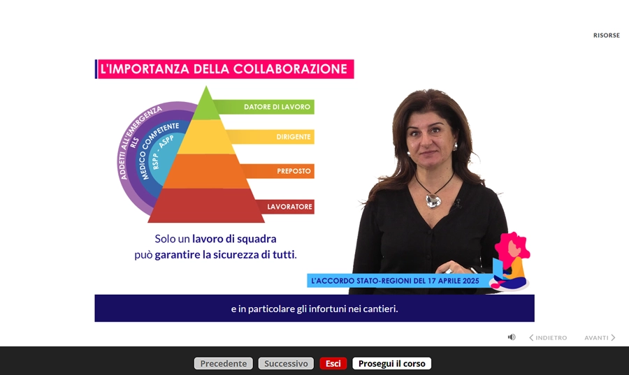 Schermata corso formazione Datori di Lavoro modulo aggiuntivo cantieri