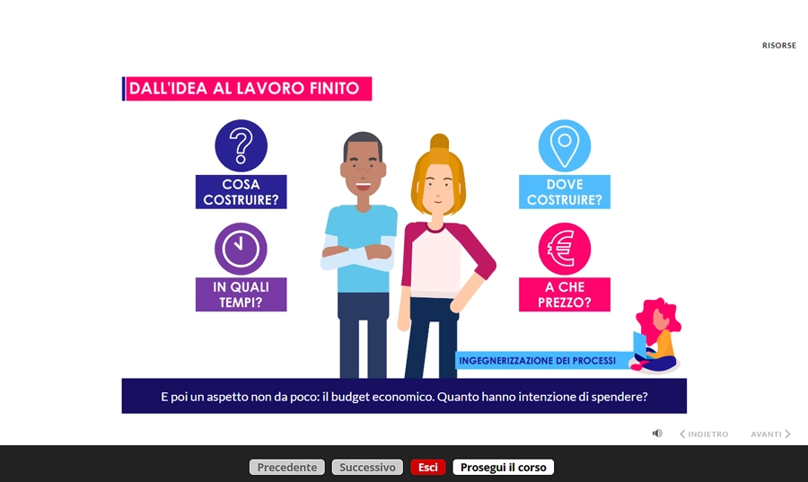 Schermata corso formazione dirigenti modulo aggiuntivo cantieri
