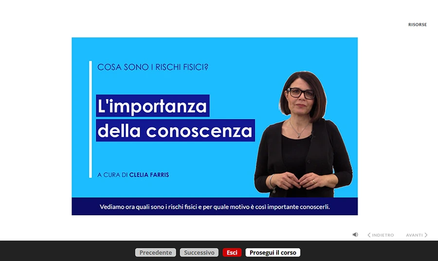 Schermata corso formazione specifica lavoratori servizi di estetica e cura della bellezza
