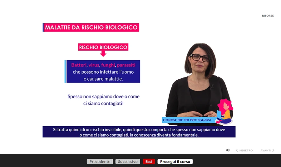Schermata corso formazione specifica lavoratori servizi di estetica e cura della bellezza