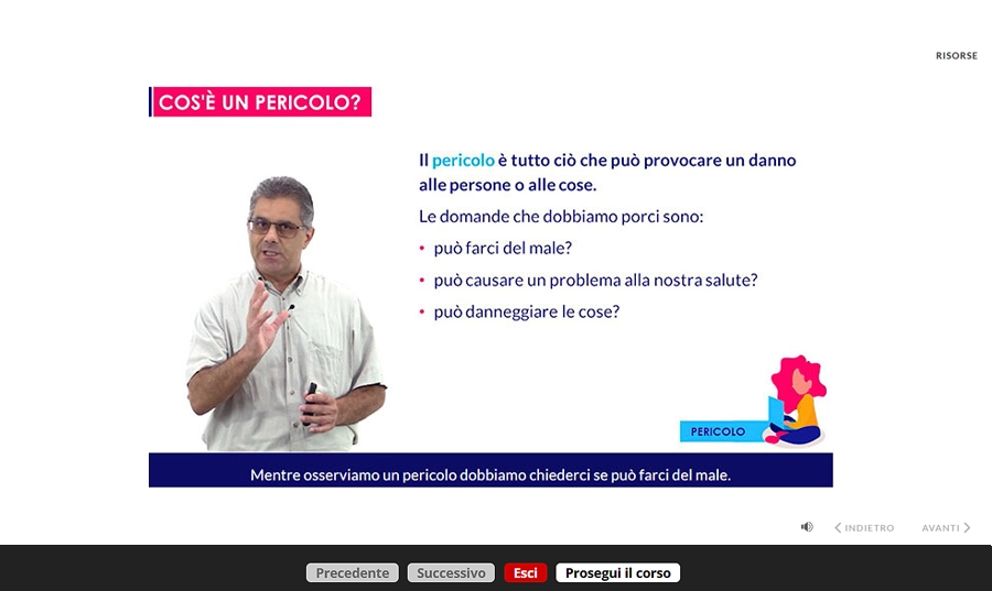 Schermata corso formazione generale e specifica uffici